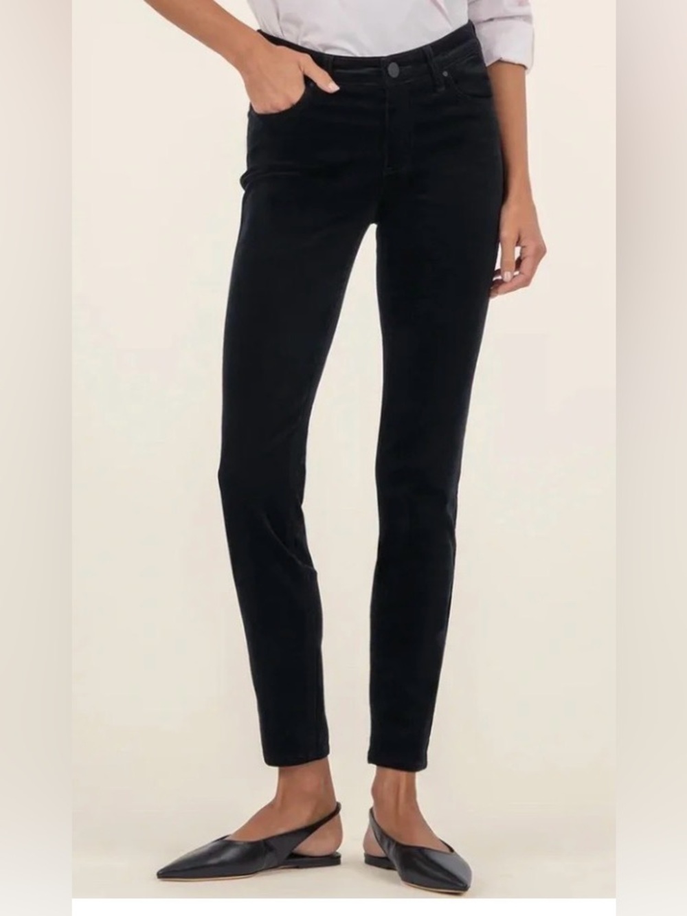 KUT FROM THE KLOTH Diana Fab Ab Black Velvet Pant Skinny High-Rise 2 NWT
